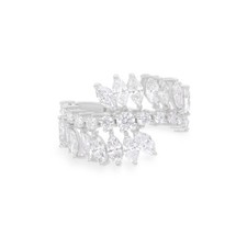 2.55 Ct SI/H Marquise Round Diamond Cuff Ring Solid 18k White Gold Easter Gift