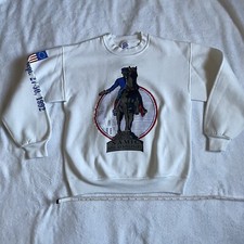 Vintage 90s Streetwear Graphic Boston Crewneck Sweatshirt White USA Made Sz M