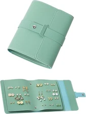 LAKE OF FIRE Earring Holder Organizer with Foldable Book Design Green 