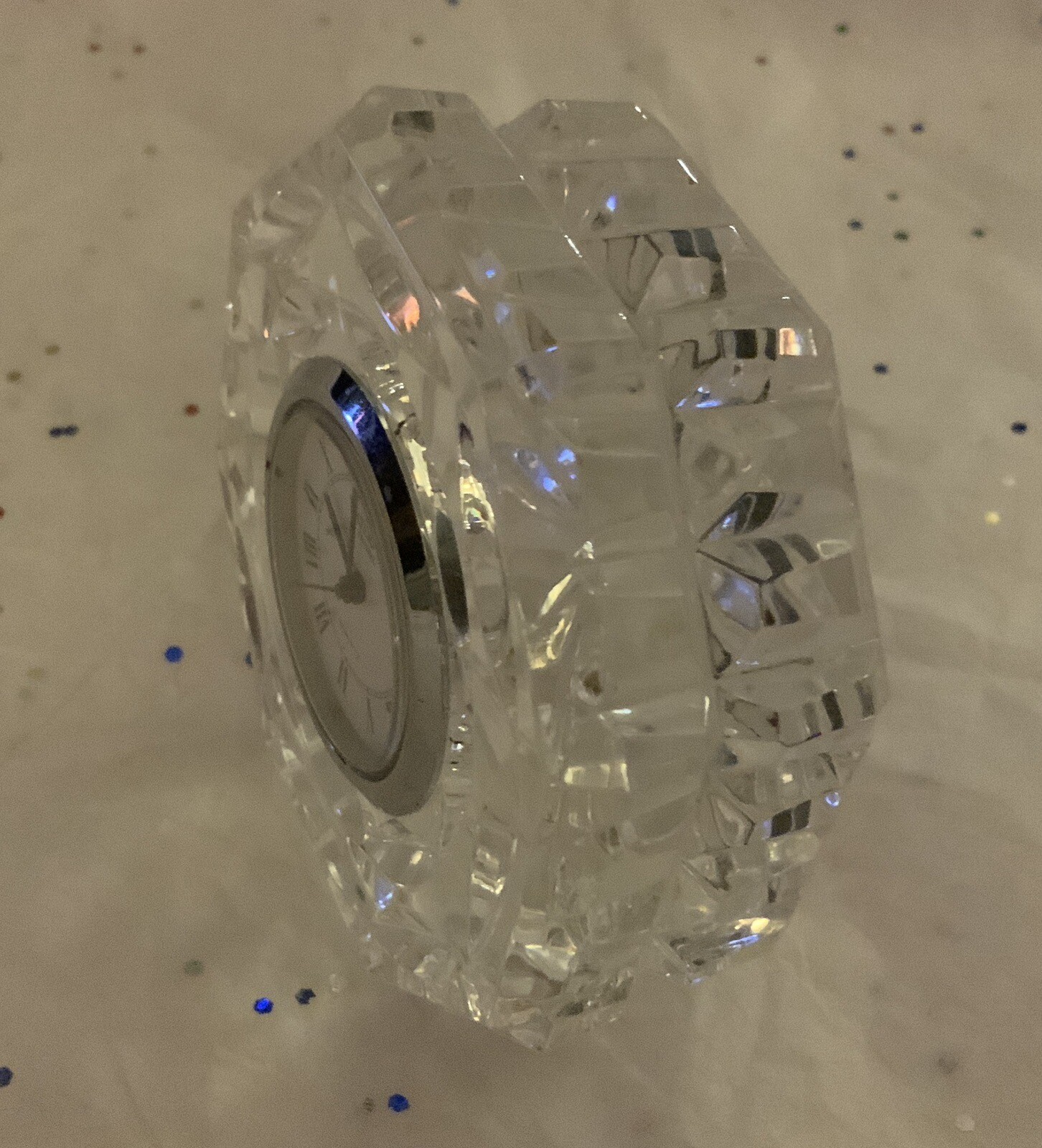 Vintage WATERFORD Crystal Octagonal Clock With gold face Tralee