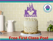 PERSONALISED DISNEY CASTLE DESIGN ANY NAME/AGE BIRTHDAY CAKE TOPPER