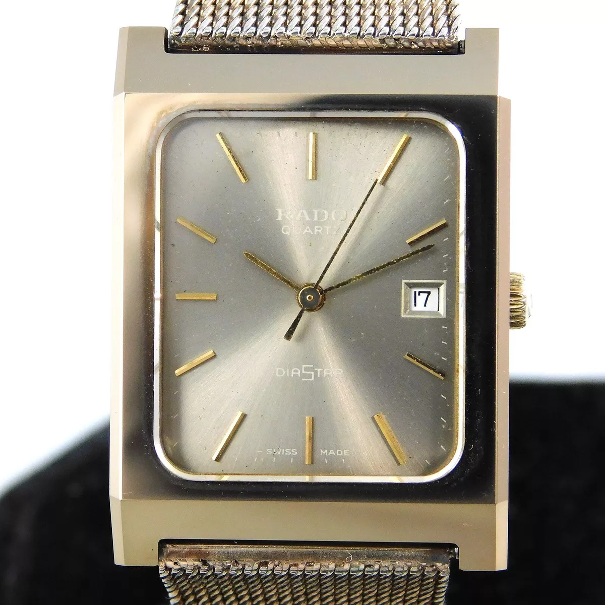 RADO DIASTAR 711.0096.3 DATE MEN'S GOLD VINTAGE WATCH SWISS MADE QUARTZ