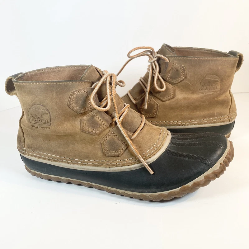 sorel waterproof duck ankle leather guc boots