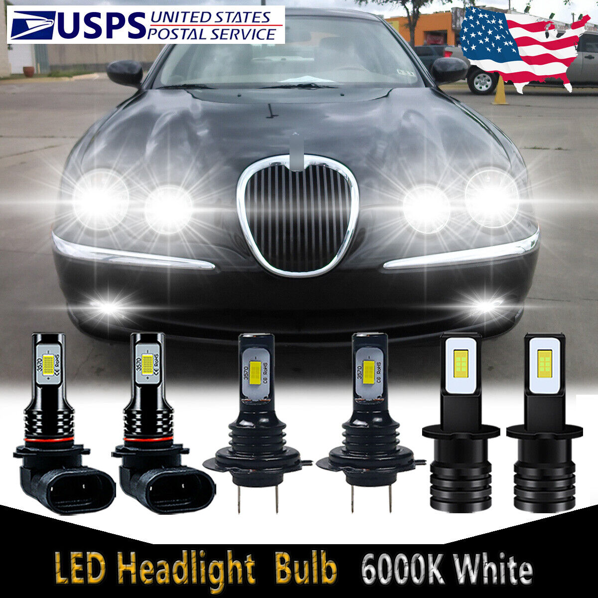 Ellers gør ikke Auto For Jaguar S-Type 2000-2004 6X LED Headlight Bulbs High Low Beam + Fog  Light HKB | eBay