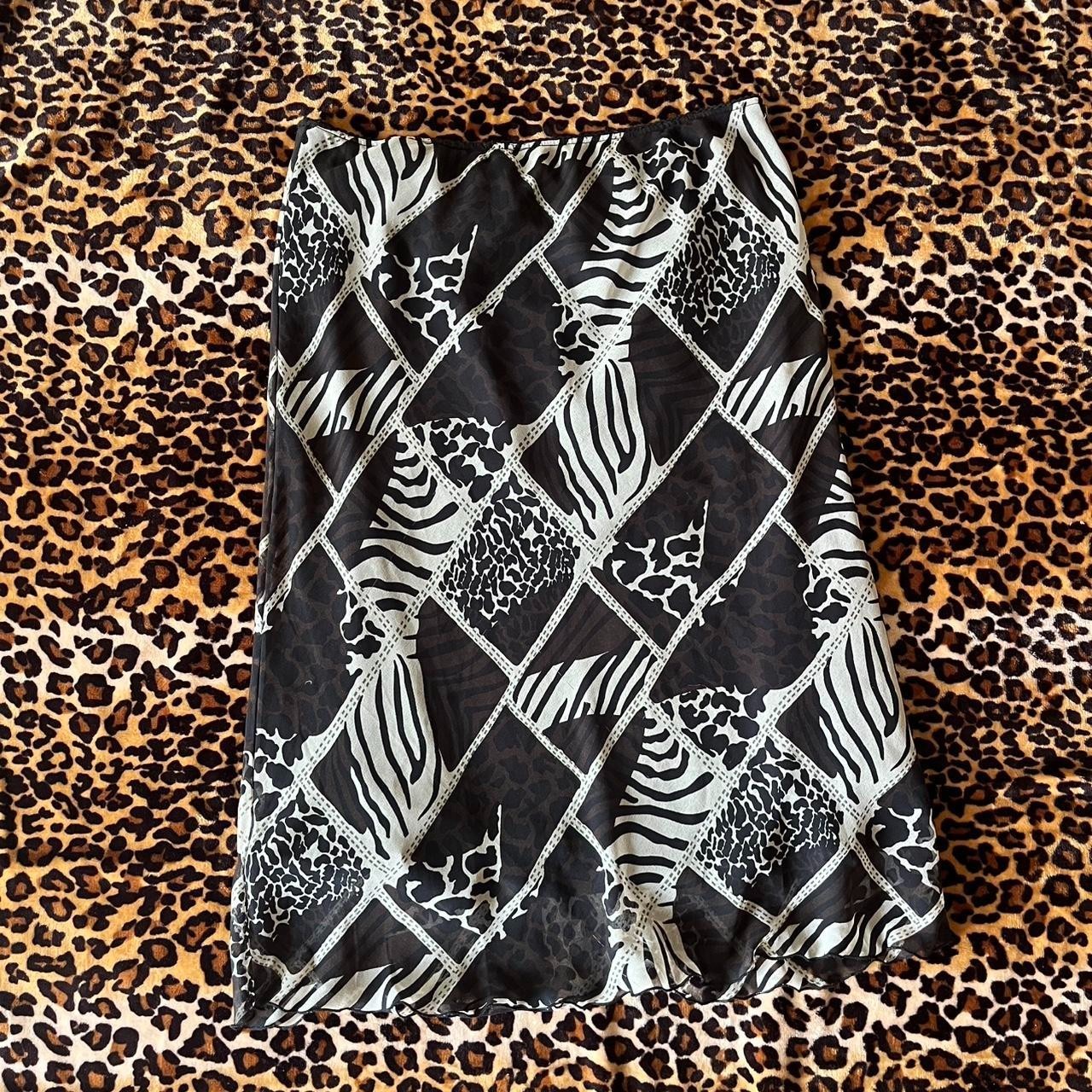 2000s y2k micromesh patchwork patterned midi skirt - image 1