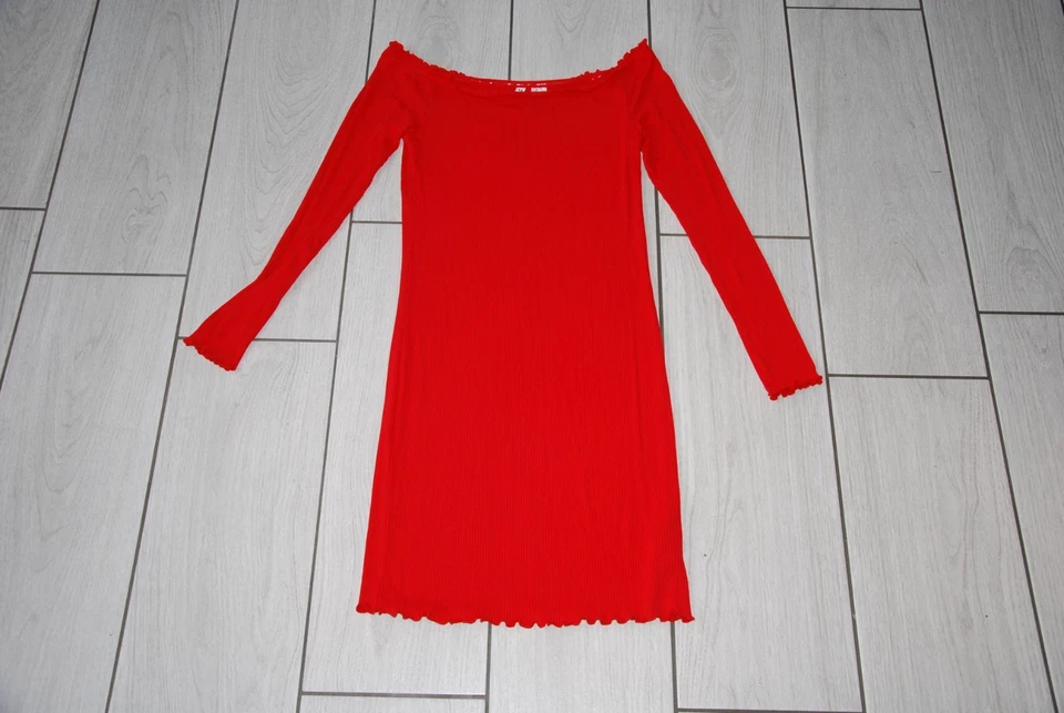 robe rouge ajustée épaules dégagées H&M M noël - Photo 1/1