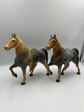 Vintage Hard Plastic Horse Toy SET OF 2 HONG KONG GREAT PAIR NO CHAINS SEE