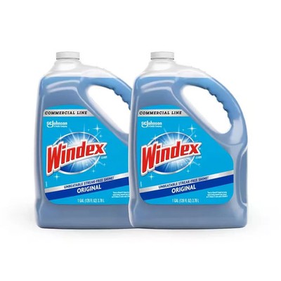 2 Pack - Windex 128 oz. Commercial Original Glass Cleaner Refill- Fast Shipping