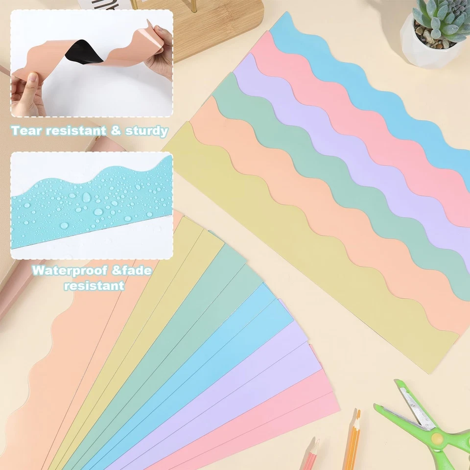 30 Pcs Wavy Pastel Magnetic Bulletin Board Borders 35 Ft Reusable Magnetic Bu... - Image 3 of 4