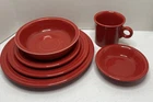 Fiestaware Scarlet Red 6 Piece Place Setting 3 Plate Sizes Bowl Fruit Dish Mug