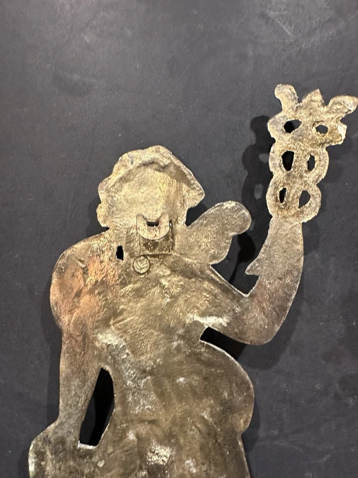 Antique Solid Brass CADUCEUS Medical Science FIGURAL ART Wall Hanging  Plaque - Image 3 of 4
