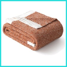Burnt Orange Super Soft Throw Blanket for Couch, Cozy Fluffy Warm Throws Knit...
