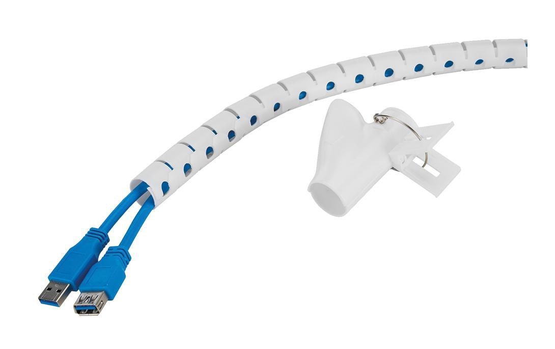 Neomounts Weiss Kabelschutz + Kabelführung, Kabelspirale 1-4 Kabel /Universal/20Mm Durchmesser (Kabelspiralschlauch, 200 Cm) - Image 2