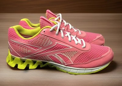Reebok Running ZigTech Strap Pink Yellow Mesh Shoes Womens Size 6.5 Fast Ship