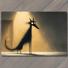 Art Print Shadow Dog Glowing Eyes Creepy Corridor Nightlight Spooky Charm