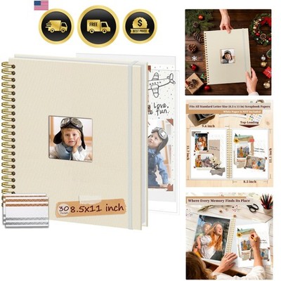 8.5x11 Inch Scrapbook Photo Album, Linen Cover DIY Scrapbooks with 30 Sheets ...