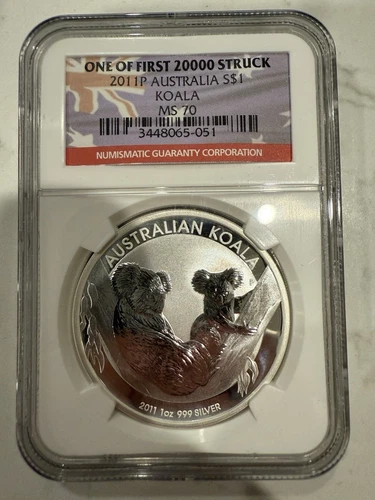 Australia 2011 P 1 oz Silver Dollar Koala MS70 NGC One of First 20.000 Struck