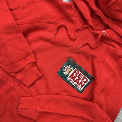 Vintage Redman Chewing Tobacco Raglan Hoodie Red Medium Made In USA