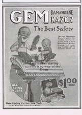 1916 GEM Damaskeene Razor Set Print Ad