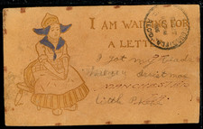 1906 Leather "I Am Waiting For A Letter" Manchester IA St Petersburg FL  A545