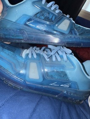 Louis Vuitton Trainer Men's Blue Low Top Clear Blue Sneakers GO 1220 9 Size 11