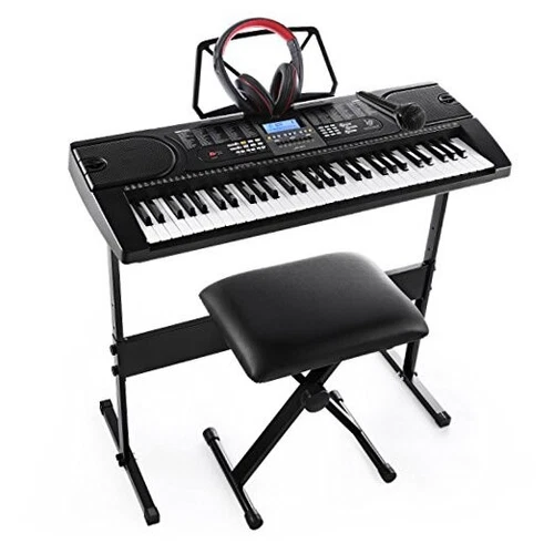 61-Key Electronic Keyboard Pack with Headphones,Microphone,Stand,Stool,and 