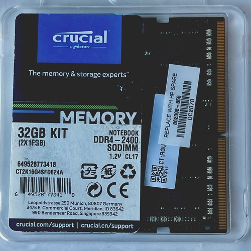 Crucial RAM CT2K16G4SFD824A 32GB DDR4 2400MHz CL17 Laptop Arbeitsspeicher Kit Grün