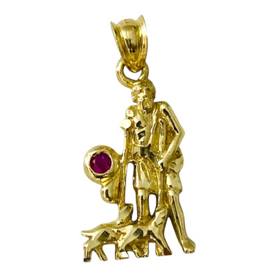 Solid 10K Yellow Gold 1.85'' Saint Lazarus Pendant Ruby Gemstone San Lazaro- G66