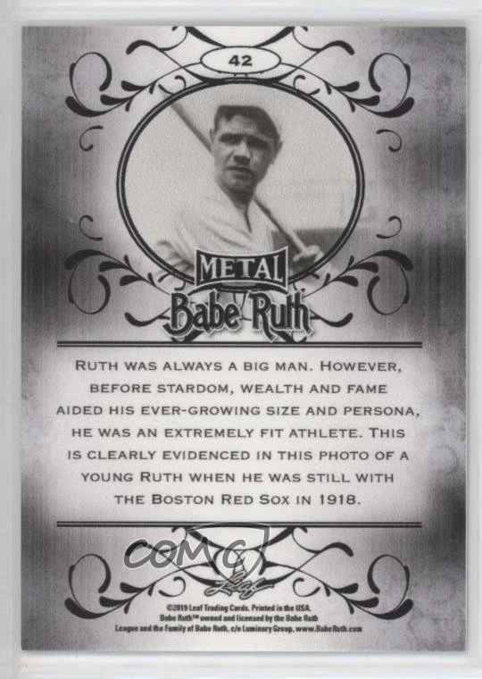 2019 Leaf Babe Ruth Collection Silver Wave Babe Ruth #42 HOF - Image 2 of 2