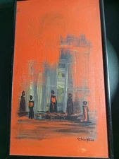 Original Mid-century Modern 12x7" Framed Painting By Carmen Z. Simpkins #art