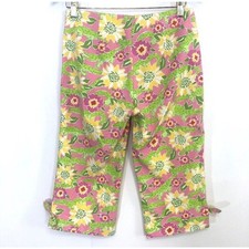 Lilly Pulitzer Size 4 Croc Monsieur Capri Flower Bow Tie Pink Floral Beach Green