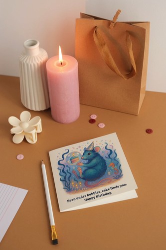 Rat on water - Happy Birthday Card & Envelope - Personalised card - Friend - Picture 4 of 10