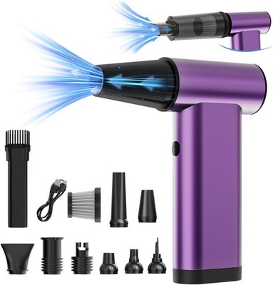 3 in 1 Compressed Air Duster, Aluminum Brushless Motor Dust Air Blower with LED