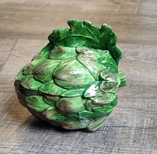 Vtg Vietri Sm Ceramic  Hand painted Artichoke Lidded Bowl Italy 