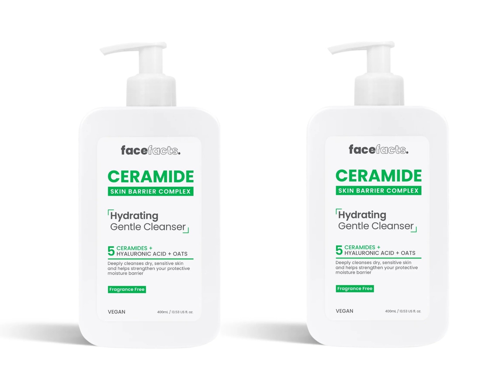 Face Facts Ceramide Hydrating Gentle Cleanser Dry Sensitive Skin 400ml | 2 Pack