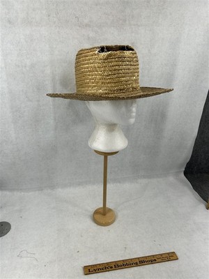 antique straw hat unisex rough worn ragged Huck Finn Scarecrown original 1800