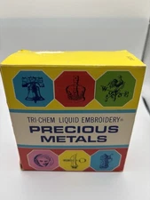 Vintage Tri-chem Precious Metals Liquid Embroidery Set Gold, Silver, Copper, Etc