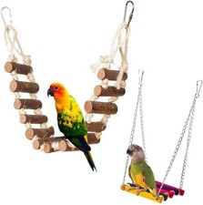 Bird Parakeet Toys Rope Step Ladder Bridge Bird Toy Cage Hammock Swing Toys For