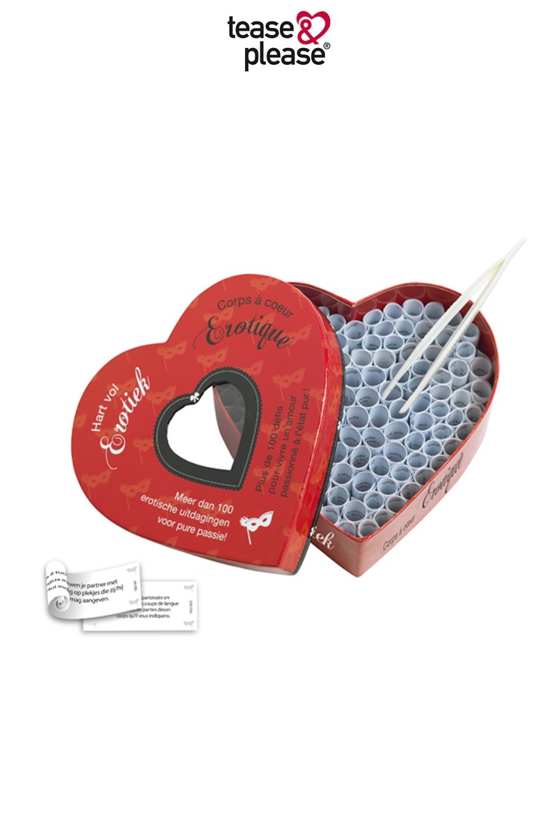 Jeu Corps à Coeur Erotique dans son coffret satiné noir élégant pour adultes