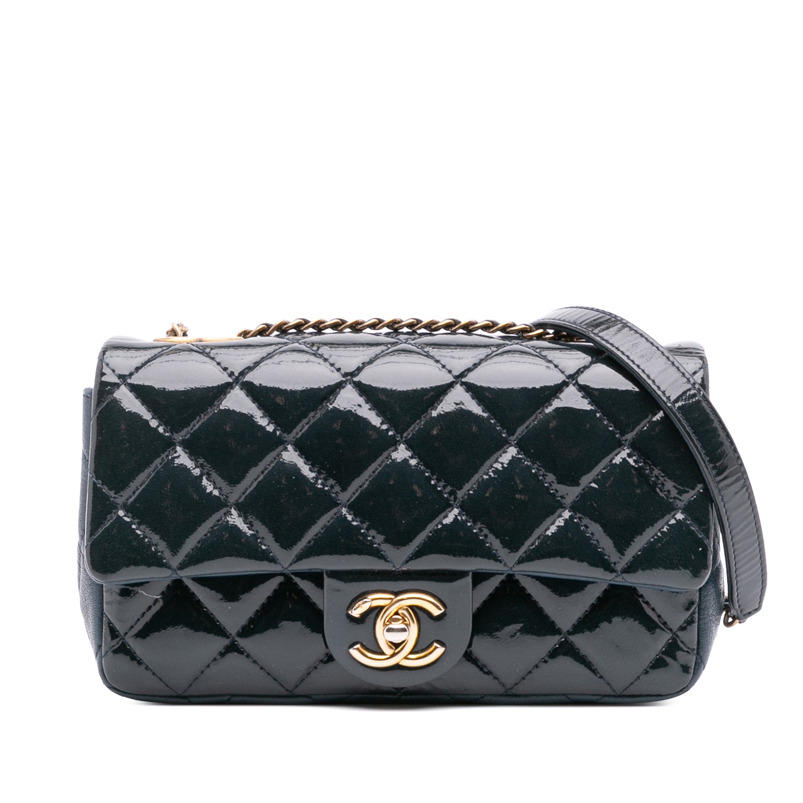 Chanel Paris-Salzburg Small Patent Goatskin CC Eyelet Flap Bag Authenticated