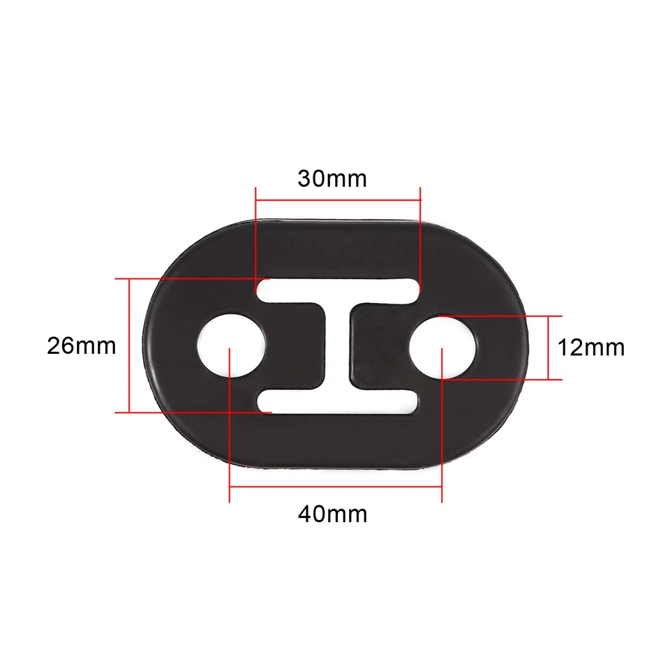4X Soporte de goma para montaje en punta de tubo de escape de coche negro 2 orificios de repuesto Foto 4 de 4