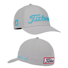 Titleist Tour Stretch Tech FJ ProV1 Fitted Men's Golf Hat NWT Grey/Aqua