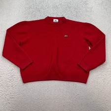 Lacoste Sweater Men  s Adult Size 6 Red Cable knit Wool Cotton Pullover