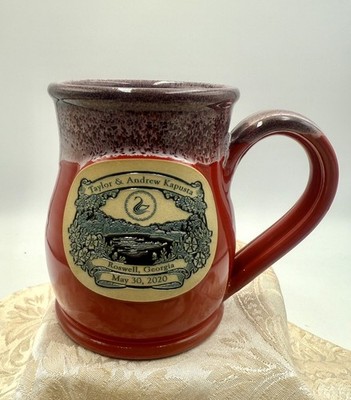 Taylor & Andrew Kapusta Deneen Pottery USA 2020 Souvenir Burgundy Coffee Cup Mug