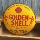 Vintage Golden Shell Lubricating Oil for Motorcycles Porcelain Metal Sign