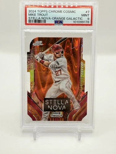 2024 Topps Chrome Cosmic Mike Trout Stella Nova PSA 9 Mint Orange Galactic /25