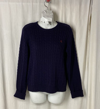 Lauren Ralph Lauren L Purple Cable Pink Red RLL Logo Sweater Crewneck