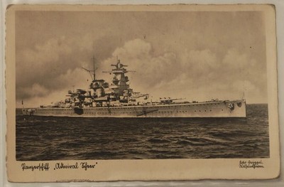 AK Panzerschiff Admiral Scheer c1935 RPPC Kriegsmarine Wilhelmshaven Echte Photo