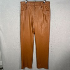Zara Womens Size Large Brown Faux Leather Straight-Leg Pants
