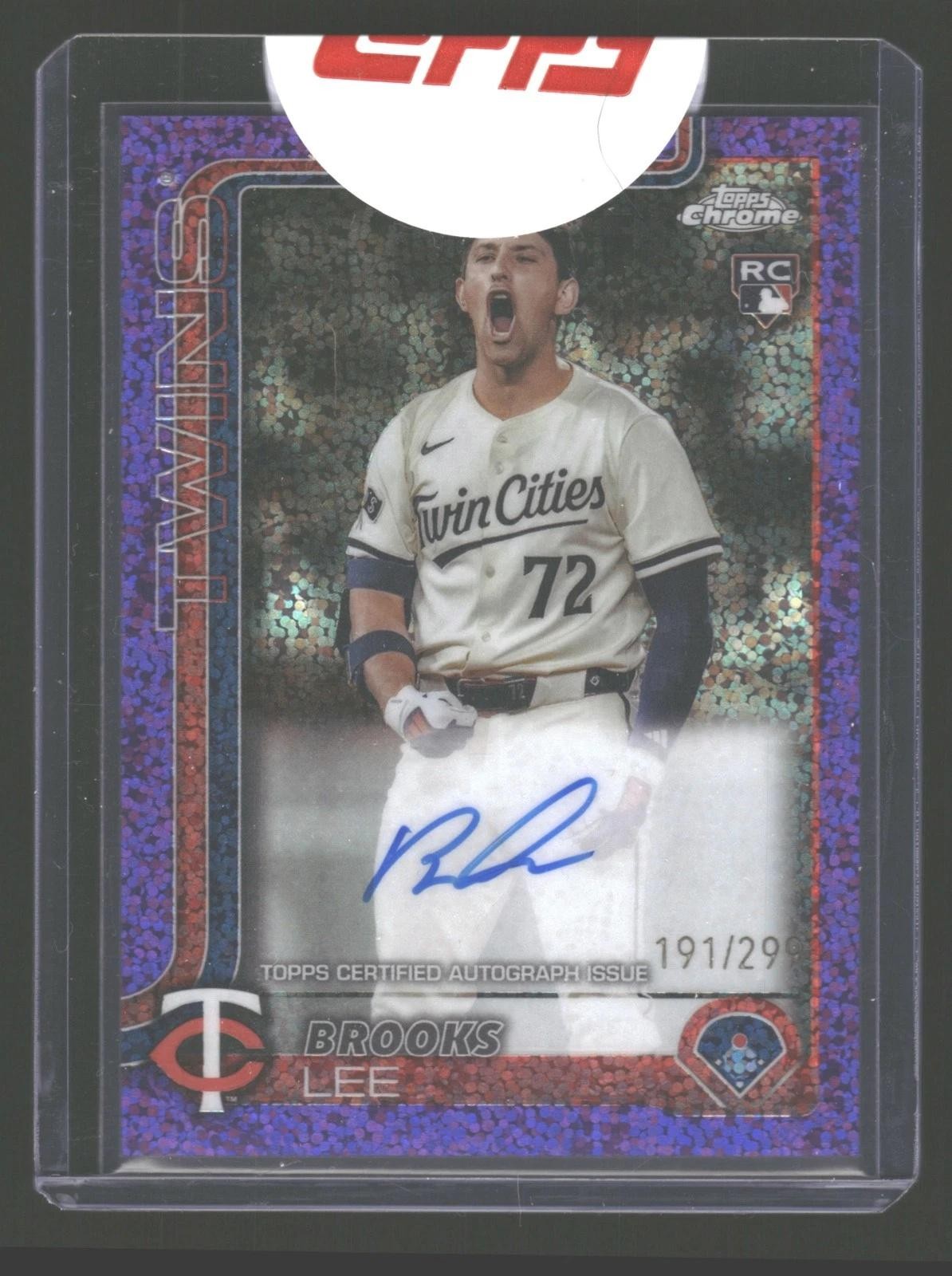2025 Topps Chrome #RA-BL Brooks Lee Rookie Autographs Purple Speckle/299
